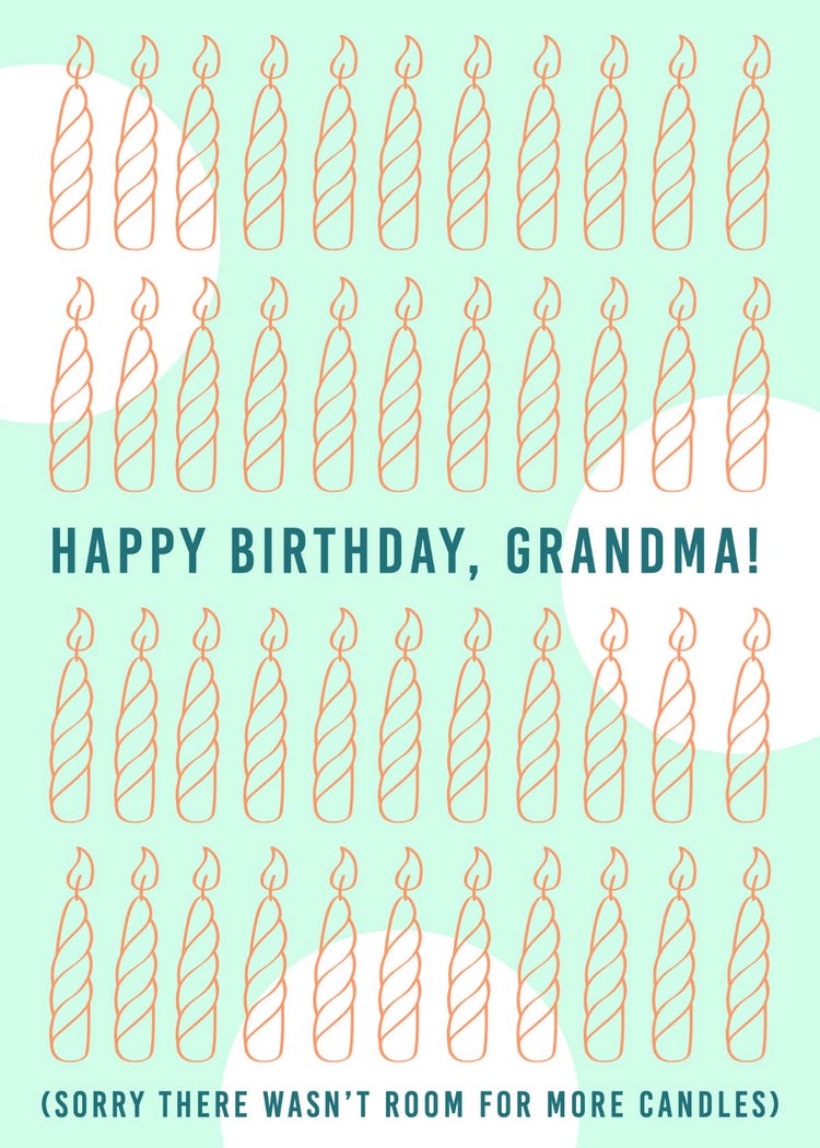 Teal and Colorful Grandma Funny 5x7 Birthday Greeting Card
