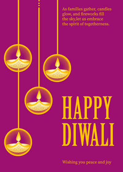 Happy Diwali poster template in purple