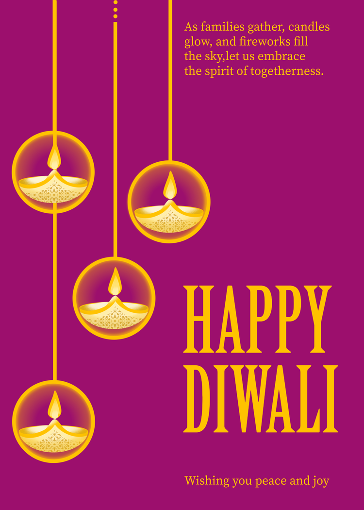 Happy Diwali poster template in purple