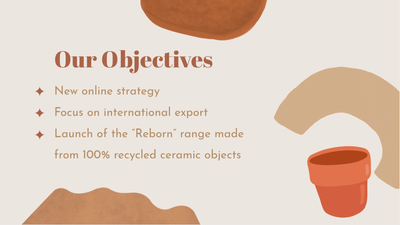 Brown presentation slide featuring bullet point objectives