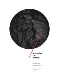 White image with a photograph cropped into a circle in the center