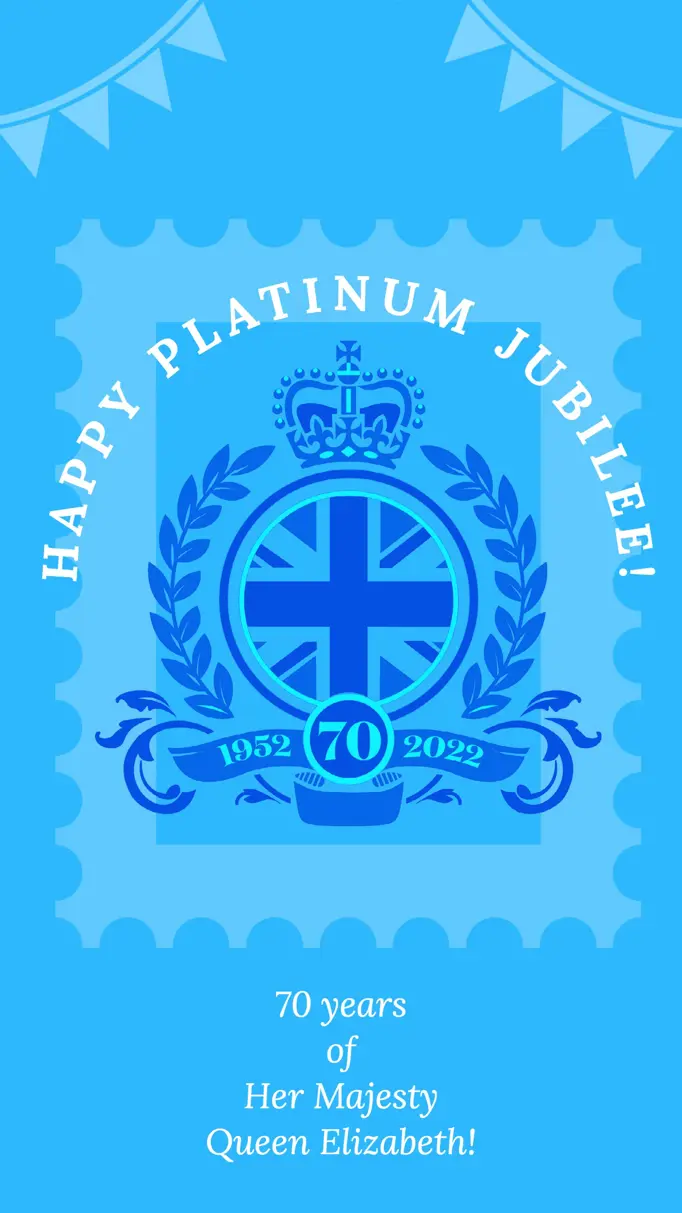 Blue British Crest and Bunting 70 Years Platinum Jubilee Instagram Story