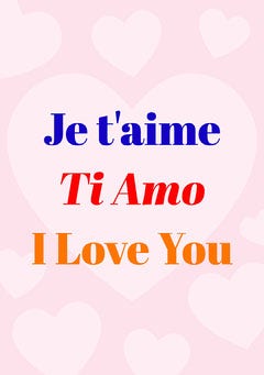 Pink Hearts International I Love You Valentine's Day Card