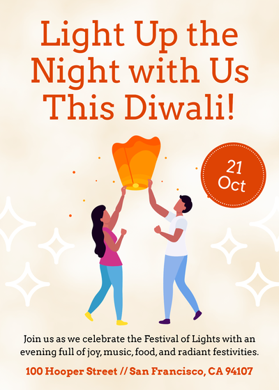 Diwali poster in white and cream