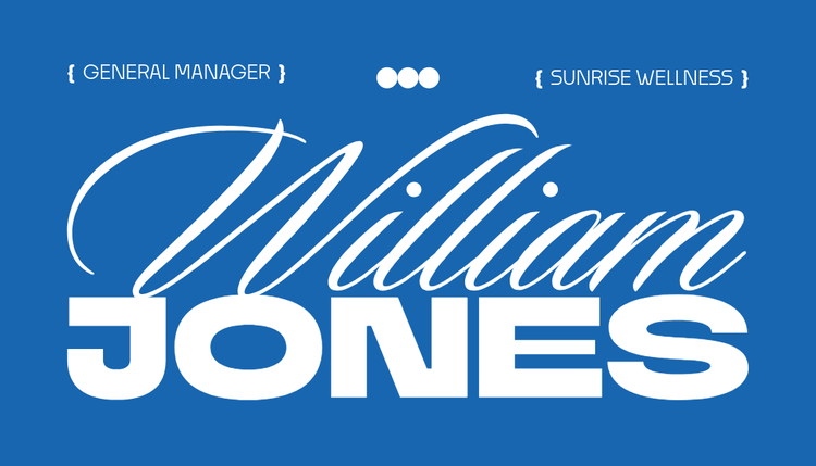 Adobe Express business card template for general manager in blue