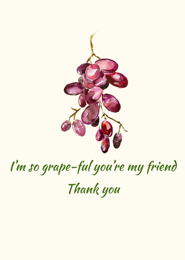 Purple & Green Grapes Thank You Greeting Card