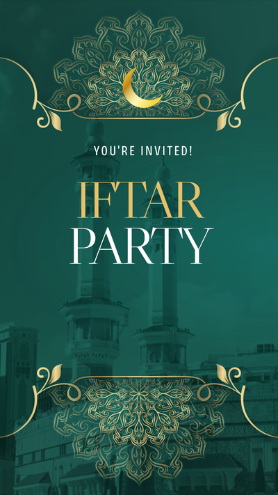 Green iftar party invitation template