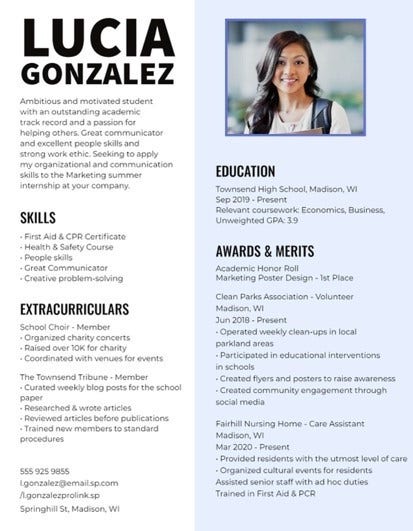 Black & Blue Interning Profile Marketing Resume