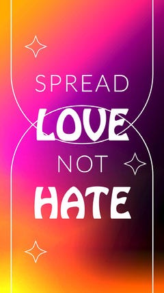 Purple Orange Black & White Spread Love Not Hate Pride Instagram Story
