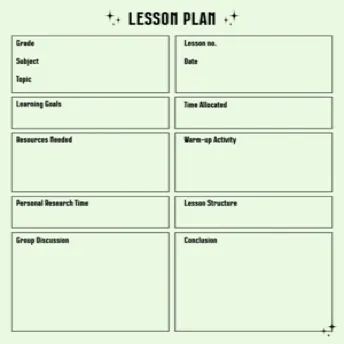 Green Outline Simple Lesson Plan
