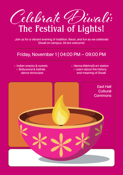 Diwali poster template in pink