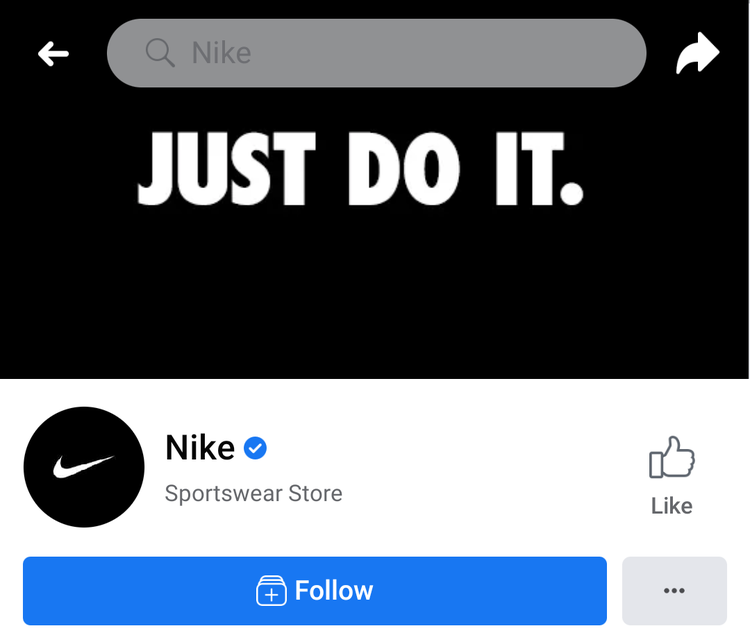 Nike Facebook page