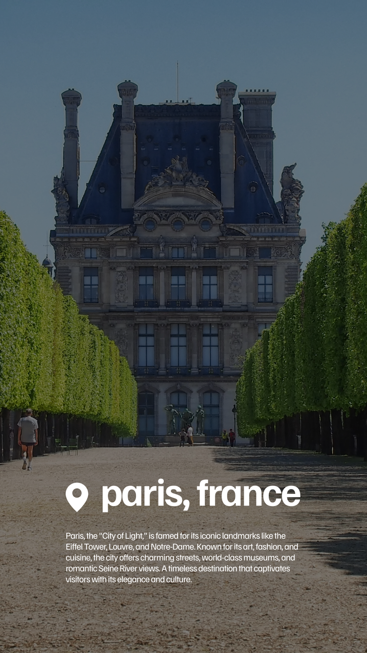 a French castle like Versailles and a tree-lined path leading up to it