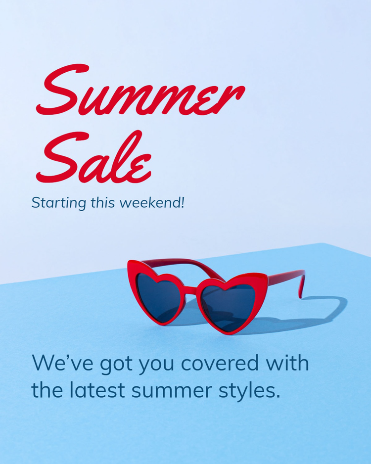 A social media ad for a summer sale with a stylish header font and crisp body text