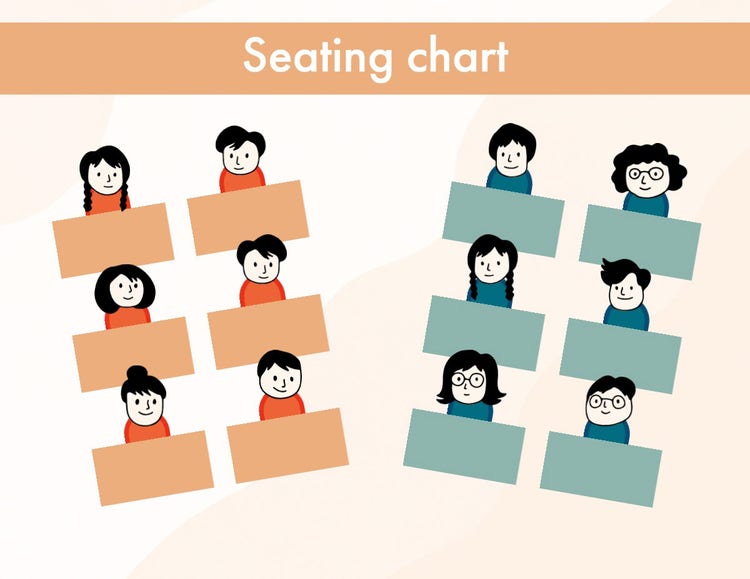 Orange Doodle Seating Chart