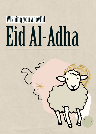 Eid template featuring illustrated sheep