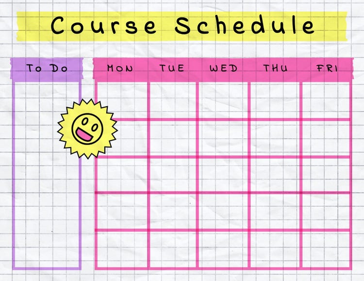 Yellow & Pink Class Schedule For College Student