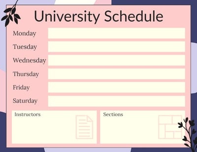Pink Class Schedule For College Student