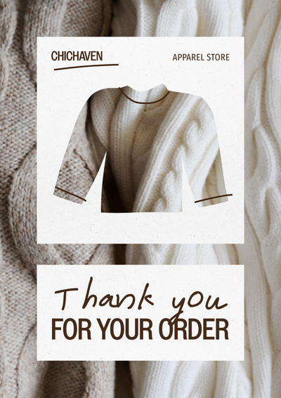 Thank you for your order template featuring photo of a knitted jumper