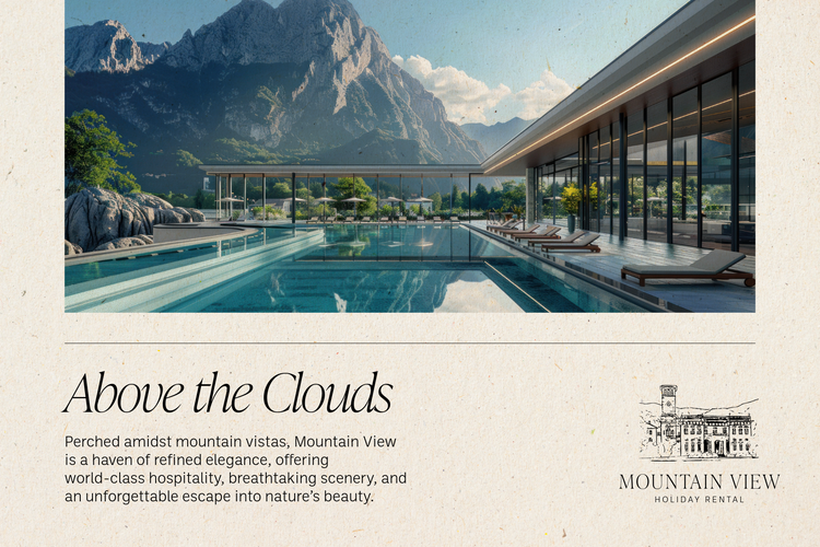 Mountains and a big pool for a resort