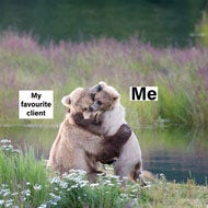 Green Bears Hugging Favourite Client Meme