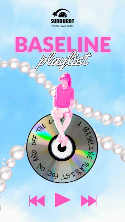 Pearls, a CD, and a sky background for a pickle ball club