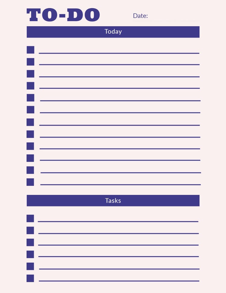 Blue And Pink To Do List Planner