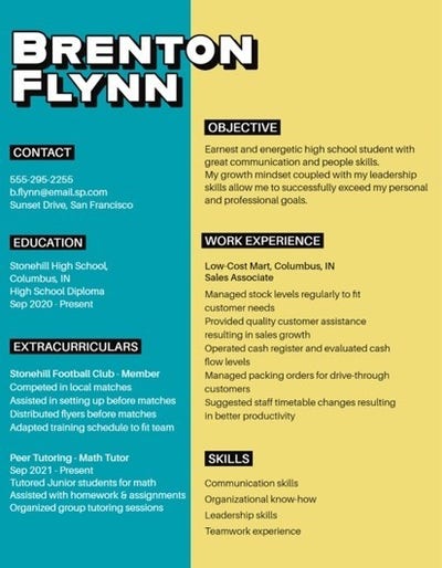 Yellow and Blue Minimal Resume
