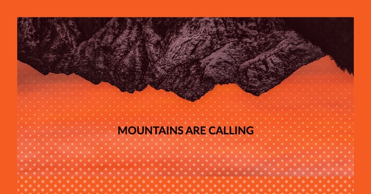Predominantly orange image featuring photographic mountains in grey.