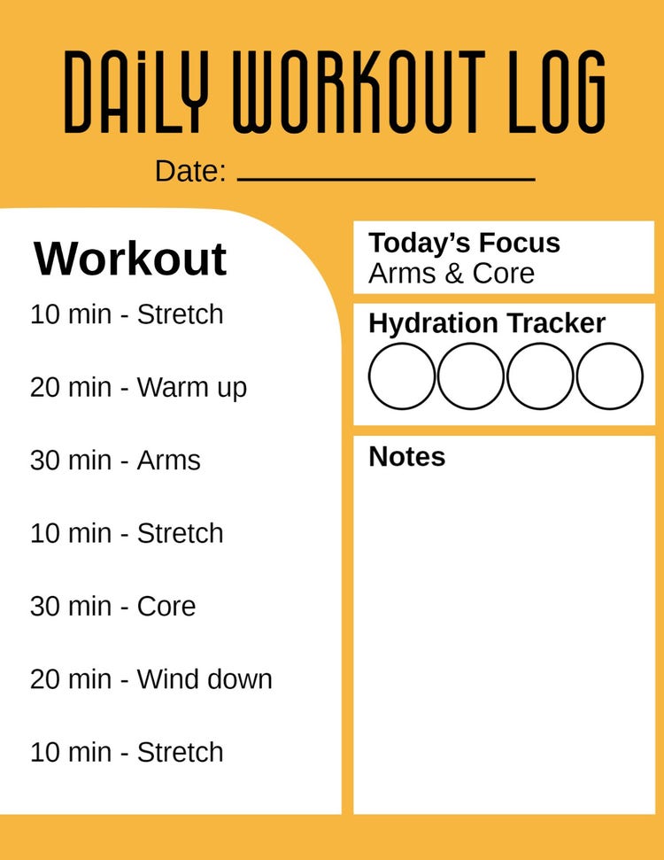 Yellow & White Workout Planner