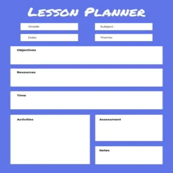 Blue And White Bold Minimal Lesson Planner