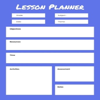 Blue And White Bold Minimal Lesson Planner