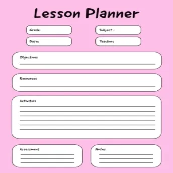 Pink And White Bold Minimal Lesson Planner