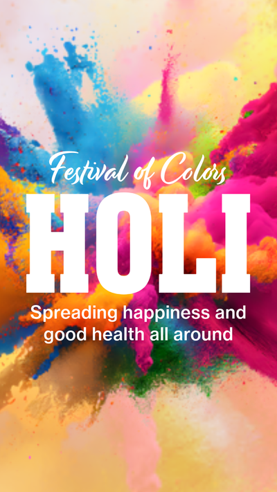 Holi poster template with splashing colored paint