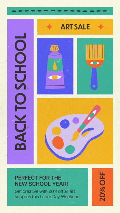 Back to school art sale template