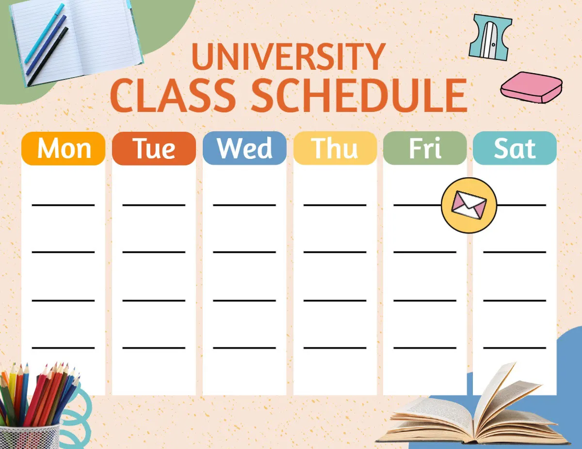Red Colorful Class Schedule For College Student
