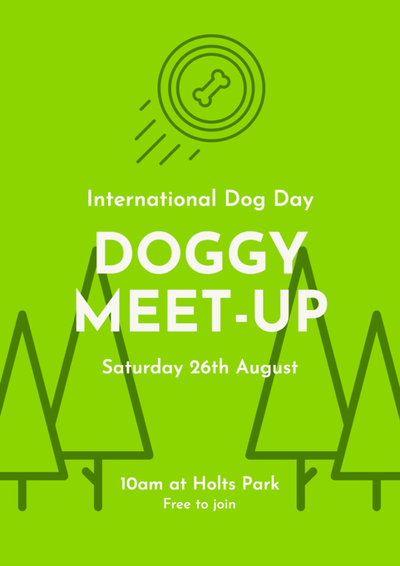 Green poster advertising for a doggy meet-up