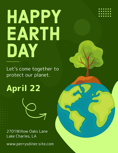 Earth date template featuring illustration of planet earth