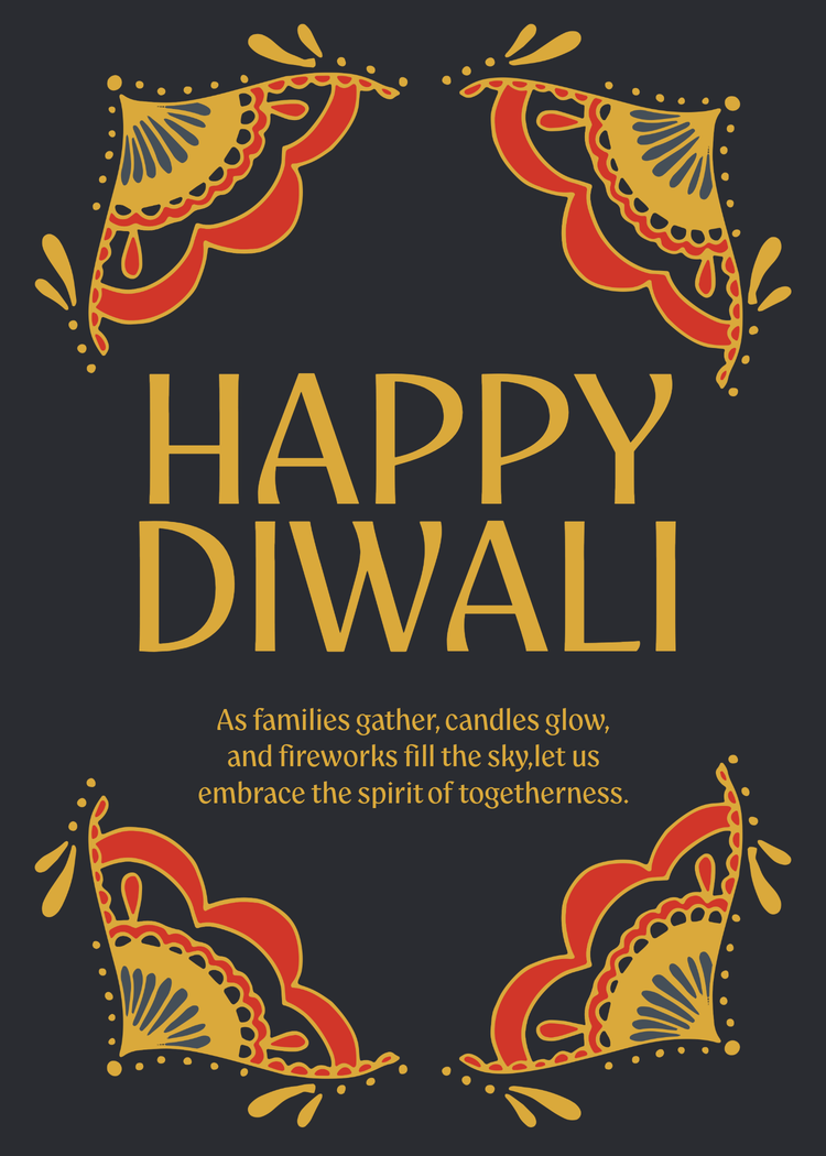 Happy Diwali greeting card template in dark green