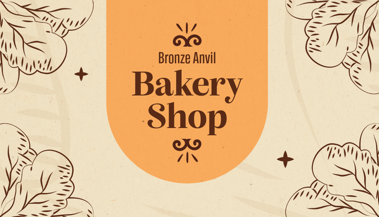 Adobe Express business card template for bakery in beige and orange