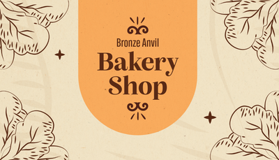 Adobe Express business card template for bakery in beige and orange
