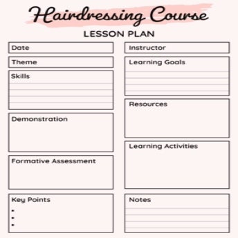 Pink & Black Paint Stroke Hairdressing Course Lesson Planner