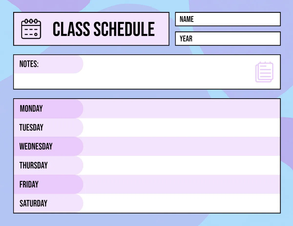 Purple Class Schedule