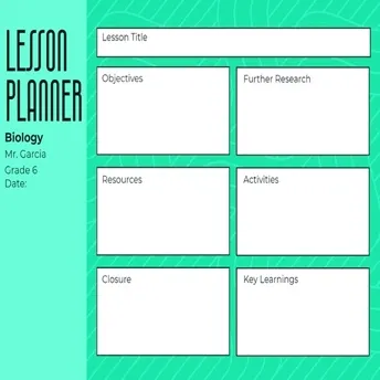 Cyan, Black and White Lesson Planner
