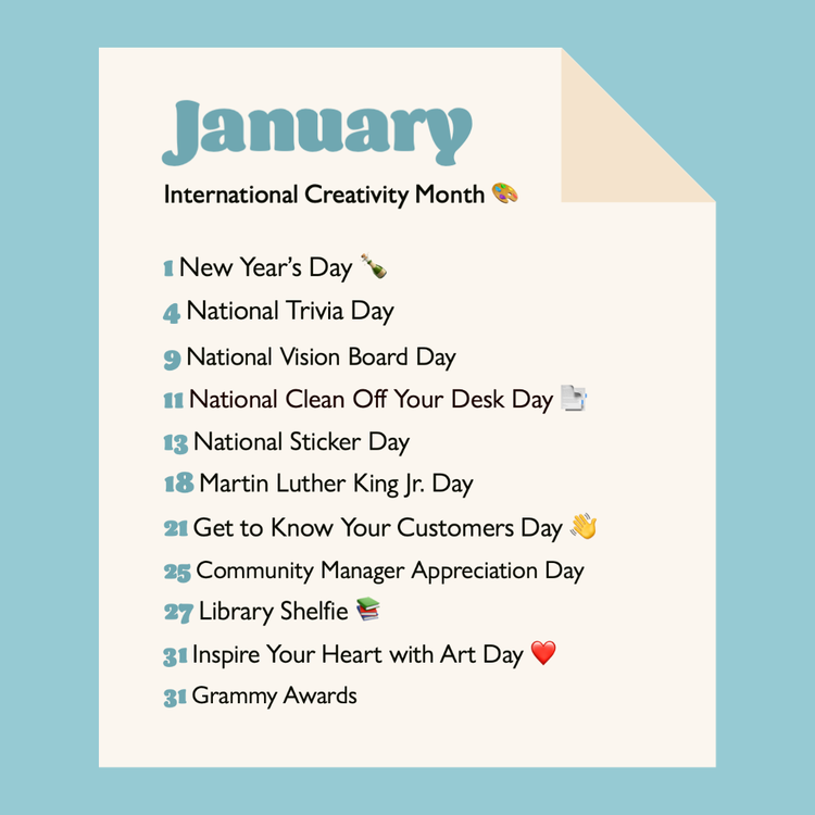Content creation: Calendar plan for January