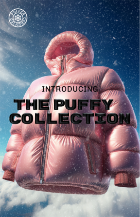 Pink puffy coat floating in the air