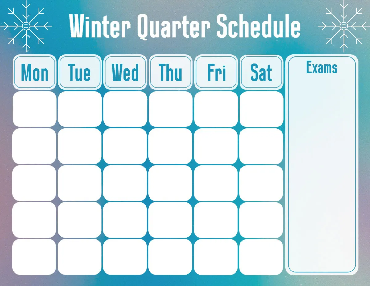 Blue Winter Class Schedule For College Student