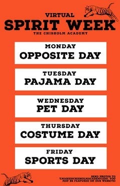 orange virtual spirit week poster Spirit Week