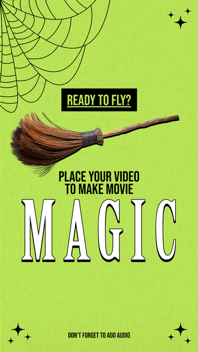 Ready to fly? Flying broomstick template in green