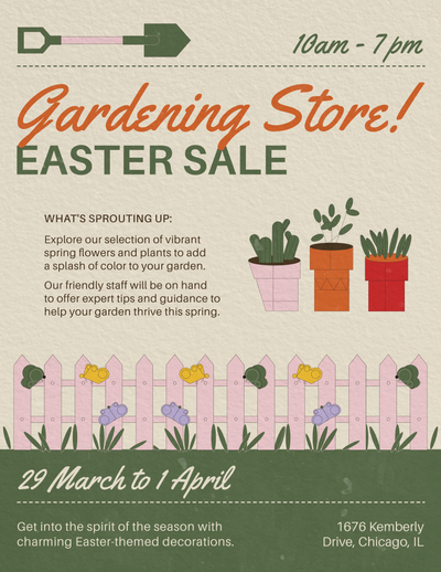 Gardening store easter sale poster